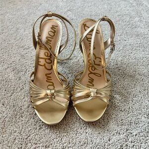 Sam Edelman Adaline Gold Leather Strappy Sandals